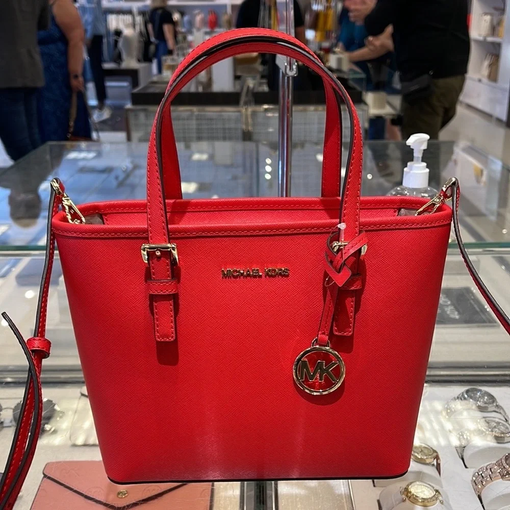 MICHAEL KORS Jet Set Travel Extra-Small Saffiano Leather Top-Zip Tote Bag NWT